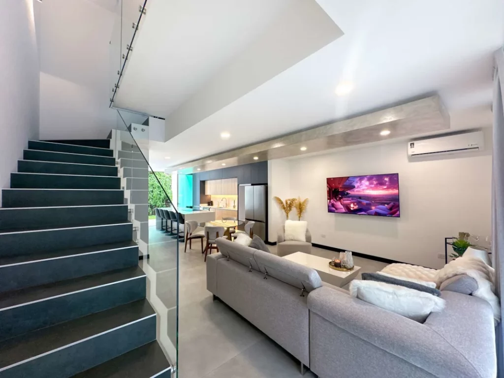 Living room in a modern house in Escazu