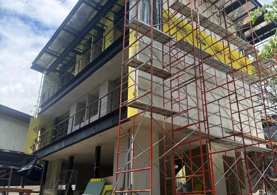 Villas 5 and 6 under construction at Manuel Antonio Tree House Villas, exterior enclosure phase